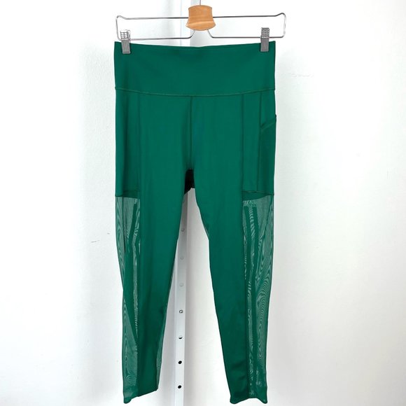 IVY PARK Pants - IVY Park x Adidas Beyonce Mesh 3-Stripes Tights Leggings Green GM8496 US M